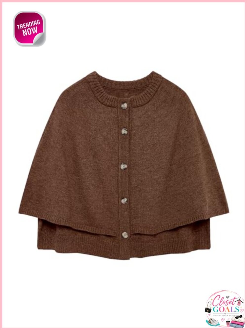 Cropped Shawl Cardigan Button Down Knit Cape Sweater